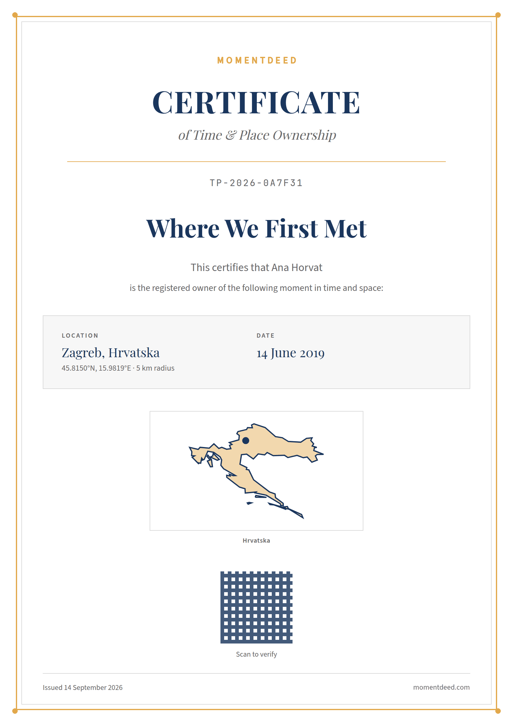 Primjer certifikata — Klasično